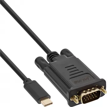 InLine USB Displeja kabelis, USB-C vīriešu / VGA vīriešu (DP Alt Mode), melns, 2m