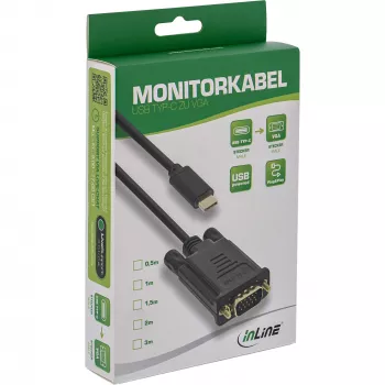 InLine USB Displeja kabelis, USB-C vīriešu / VGA vīriešu (DP Alt Mode), melns, 2m