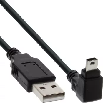 InLine USB A vīriešu / Mini-USB vīriešu 5 kontaktu leņķa 90° uz leju melns 3m