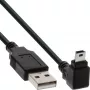 InLine USB kabelis, USB A (vīriešu) uz Mini-USB B 5-pin (vīriešu) 90° leņķis uz leju, melns, 1m