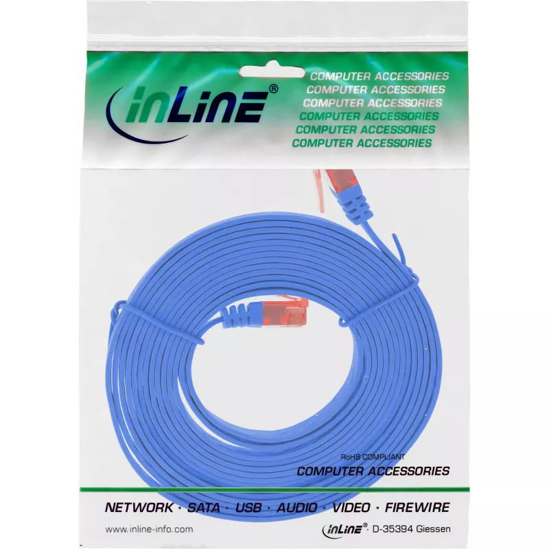InLine Flat Ultraslim Patch Cable U/UTP Cat.6 Gigabit ready zils 1.5m