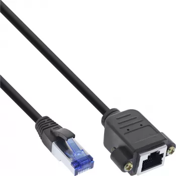 InLine Patch kabelis ar iebūvētu ligzdu, S/FTP (PiMf), Cat.6A, LSZH, varš, 2m