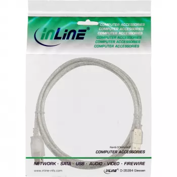 USB 2.0 pagarinājuma kabelis Type A M/F InLine 34603 3m caurspīdīgs