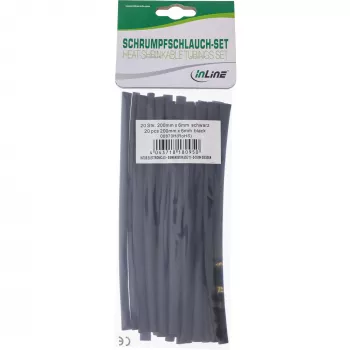 Termosarūkošā caurulīte InLine 200 mm garums, 6 mm līdz 3 mm diametrs, 20 gab., melna