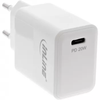 InLine USB PD lādētājs, viens USB-C, Power Delivery, 20 W, balts