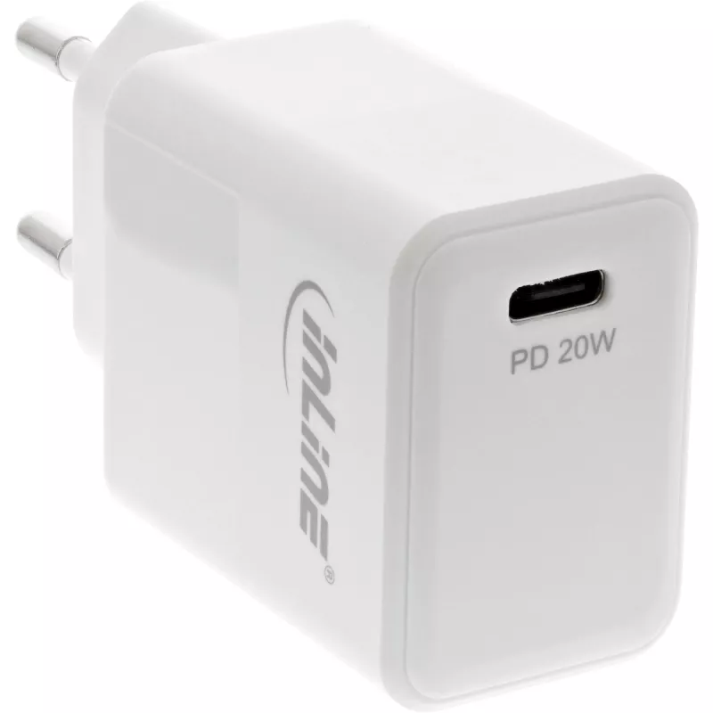 InLine USB PD lādētājs, viens USB-C, Power Delivery, 20 W, balts