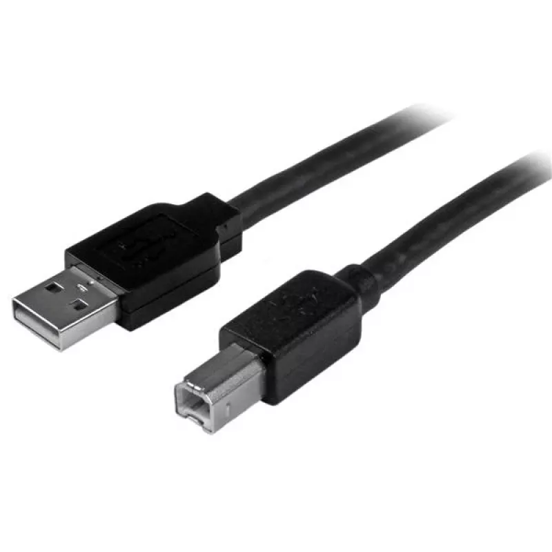 StarTech.com 50 pēdu (15m) aktīvs USB 2.0 A-B kabelis, garš printera USB kabelis, 1x USB-A (tēviņš), 1x USB-B (tēviņš) - Melns