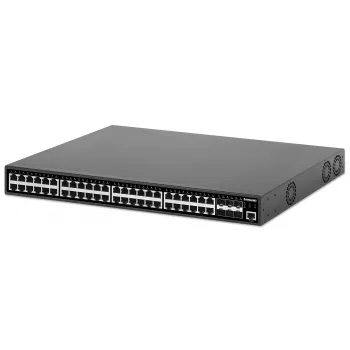 Intellinet 48-Port Gigabit Ethernet PoE+ Layer 2+ Managed Switch ar sešiem 10G SFP+ augšupsaitēm, IEEE 802.3at/af (PoE+/PoE) saderīgs, 450 W PoE budžets, Layer 2+/Layer 3 Lite, 6 x 10G SFP+ atvērti