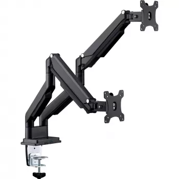 InLine galda stiprinājums ar pacēlāju un USB/Audio, 2 monitoriem līdz 81 cm (32 collas), melns