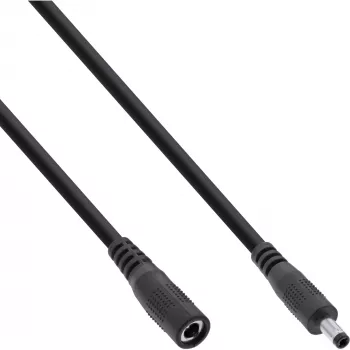 InLine DC pagarinājuma kabelis, DC kontaktdakša vīriešu/sieviešu 4.0x1.7mm, melns, 0.5m