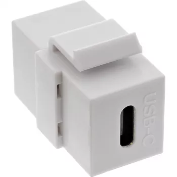InLine USB 3.1 Snap-In modulis, USB-C sieviete/sieviete, balts korpuss