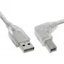 InLine USB 2.0 kabelis ar taisnleņķa Type A vīriešu / B vīriešu savienotājiem, caurspīdīgs, 0.5 m