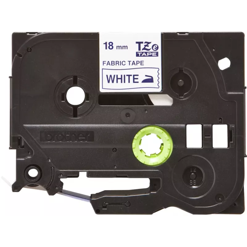 Brother TZE-FA4 lentes kasetne, zils uz balta fona, 18 mm x 3 m
