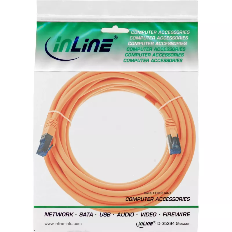 InLine Patch Kabelis S/FTP PiMF Cat.6A bezhalogēns 500MHz oranžs 10m