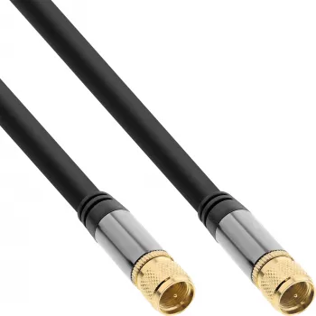 InLine Premium SAT kabelis, 4x ekranēts, 2x F-vīriešu, >110dB, melns, 3m