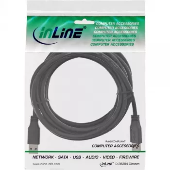 InLine USB 3.2 Gen.1 kabelis A ligzda / A spraudnis, melns, 3m