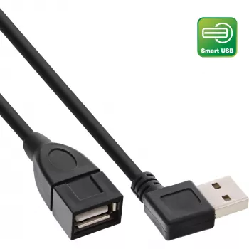 InLine USB 2.0 Smart Cable leņķveida + reversīvs Type A vīriešu/sieviešu melns 1m