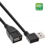 InLine USB 2.0 Smart kabelis ar leņķa un reversīvu A tipa savienotāju, vīrišķais/sieviešu, melns, 0.2 m