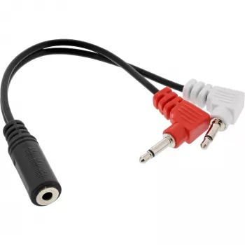 InLine Audio Plane adapteris austiņām, 2x 3.5mm vīriešu uz 3.5mm sieviešu 3 kontaktu, 0.15m