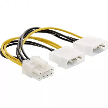 InLine strāvas adaptera kabelis, 2x 5.25 collu vīriešu / 8-pin PCI-Express vīriešu, 0.15 m