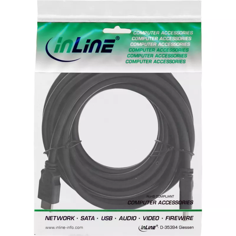 HDMI kabelis High Speed InLine 17607E 7,5m Vīriešu/Vīriešu Melns