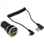 InLine USB DUAL+ KFZ lādētājs ar 1 m spirālveida kabeli