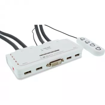 InLine KVM Slēdzis 4 Porti DVI-D + USB + Audio ar 2 Kabeļu Komplektiem