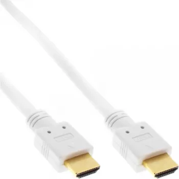 InLine High Speed HDMI kabelis ar Ethernet, vīriešu/vīriešu, balts, zeltīti kontakti, 2m
