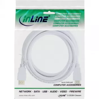 InLine High Speed HDMI kabelis ar Ethernet, vīriešu/vīriešu, balts, zeltīti kontakti, 2m