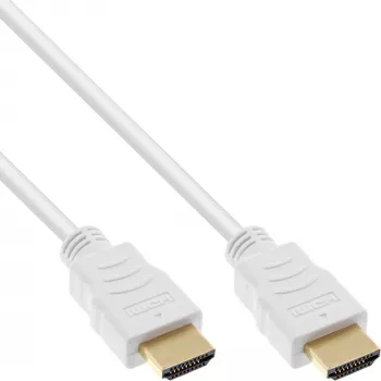 InLine High Speed HDMI kabelis ar Ethernet, vīriešu/vīriešu, balts, zeltīti kontakti, 1,5 m