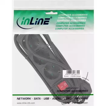 InLine 16431S pagarinātājs ar 3 kontaktligzdām, melns, 1.5m
