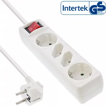 InLine 16441T pagarinātājs, 4 kontaktligzdas, 2x CEE7/3 + 2x Euro CEE 7/16, balts, 1,5 m