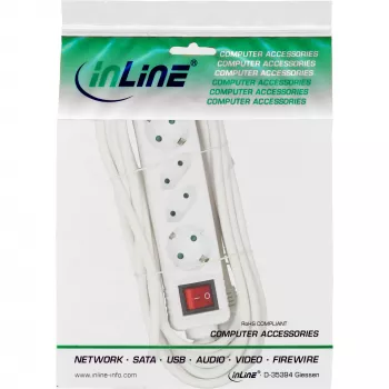 InLine 16441T pagarinātājs, 4 kontaktligzdas, 2x CEE7/3 + 2x Euro CEE 7/16, balts, 1,5 m