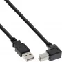 InLine USB 2.0 kabelis ar lejupvērstu A tipa vīrišķo / B tipa vīrišķo savienotāju, melns, 2m