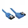 InLine SATA 6Gb/s apaļš kabelis zils kreisais leņķis 90° ar fiksatoriem 0.5m