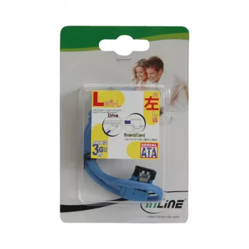 InLine SATA 6Gb/s apaļš kabelis zils kreisais leņķis 90° ar fiksatoriem 0.5m