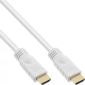 InLine High Speed HDMI kabelis ar Ethernet, vīriešu/vīriešu, balts, zeltīti kontakti, 5m