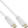 InLine High Speed HDMI kabelis ar Ethernet, vīriešu/vīriešu, balts, zeltīti kontakti, 5m