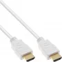 InLine High Speed HDMI kabelis ar Ethernet, M/M, balts, zeltīti kontakti, 3m