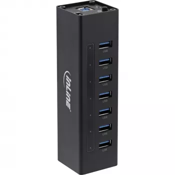 InLine USB 3.0 7 portu centrmezgls, alumīnija korpuss, ar 2.5A barošanas bloku