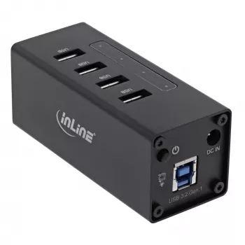 InLine USB 3.0 Hub, 4 porti, alumīnija korpuss, ar 2.5A barošanas bloku