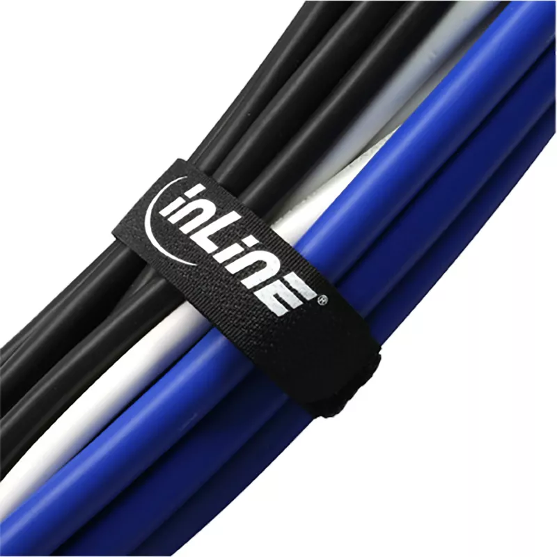 Kabeļu saites siksniņa InLine ar lipīgo/līmējošo sloksni 25x500 mm, neilons, 10 gab., melna