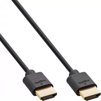 InLine Slim Ultra ātrgaitas HDMI kabelis M/M 8K4K ar zeltu pārklātiem kontaktiem melns 0.3m