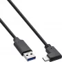InLine USB 3.2 kabelis, USB-C leņķa vīrišķais uz USB-A vīrišķo, melns, 1,5 m