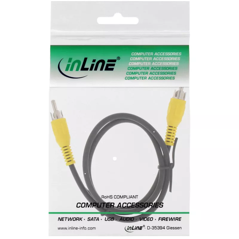 InLine Video kabelis 1x RCA M/M dzelteni spraudņi 3m 89937D