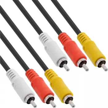 InLine AV kabelis 3x RCA vīriešu/vīriešu 0.5m, melns