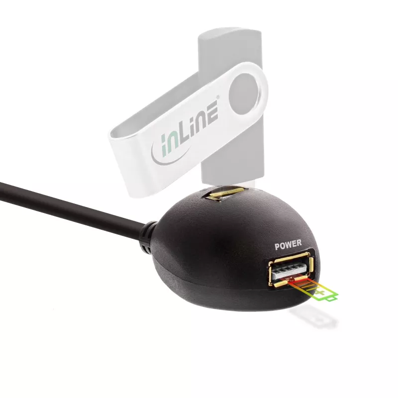 InLine USB 3.2 Gen.1 pagarinātājkabelis USB A vīriešu / A sieviešu + barošana, ar statīvu, melns, 3m