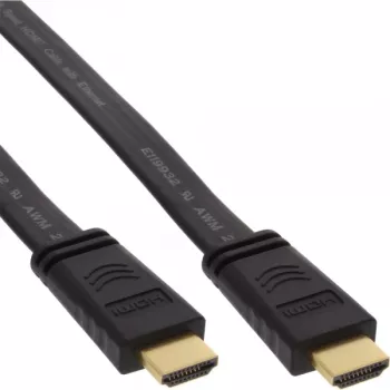 InLine HDMI plakanais kabelis High Speed ar Ethernet, apzeltīti kontakti, melns, 2m