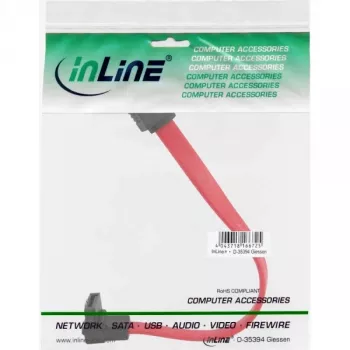 InLine SATA kabelis 150/300/600 S-ATA savienojumiem, leņķa 90°, ar fiksatoriem, 0,15 m