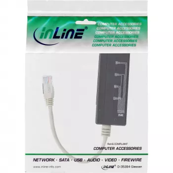 InLine 4-virzienu telefona portu sadalītājs, RJ45 spraudnis uz 4x RJ45 ligzdu, 0,15 m